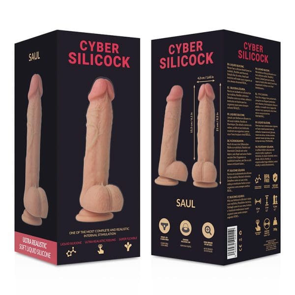 CYBER SILICOCK - STRAP-ON SAUL LIQUID SILICONE WITH 3 RINGS FREE 8